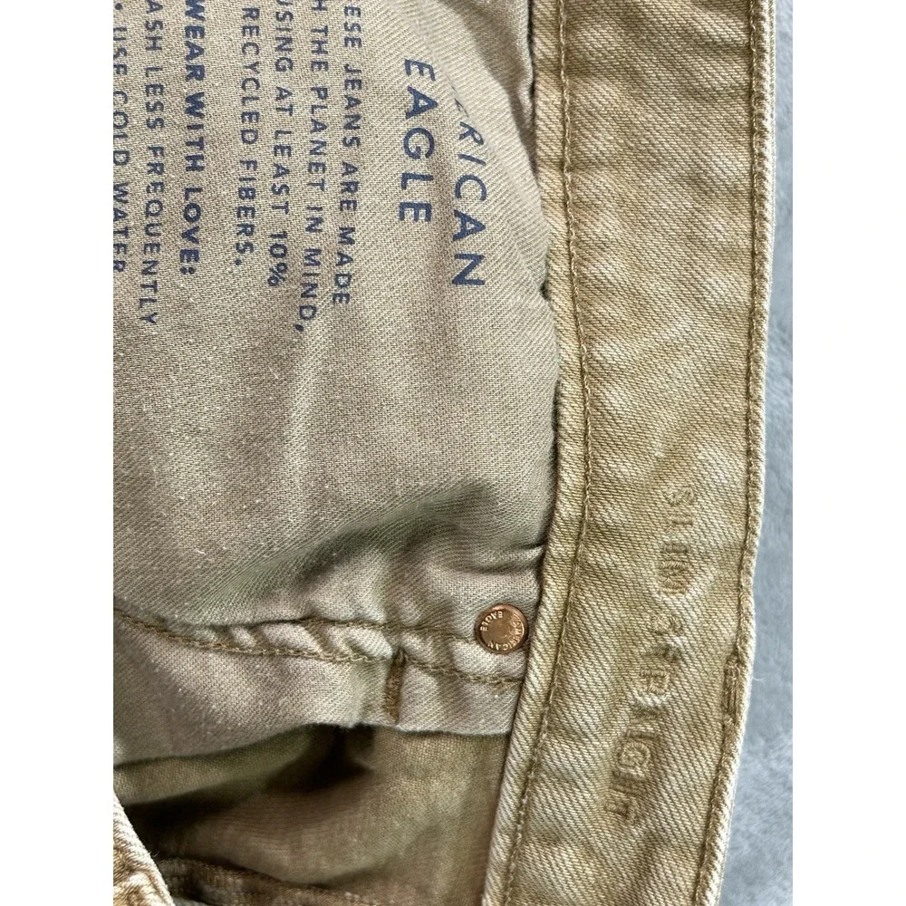 American Eagle Jeans Mens Sz 38x30 Slim Straight Tan Easy Flex Active Denim Guys